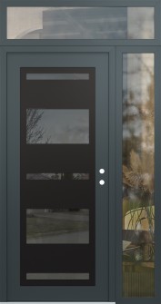 Diamond C10 52" x 96" anthracite/anthracite mirrored Glass Panel black LHI with Sidelite and Transom clear Glass