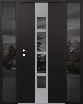 DIAMOND A10 64" X 80" BLACK/BLACK MIRRORED GLASS PANEL STAINLESS STEEL RHI WITH 2 SIDELITES MIRRORED GLASS