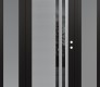 Modern Steel Front Door Diamond C6 60" x 80" black/black mirrored Glass Panel stainless steel LHI with 2 Sidelites frosted Glass