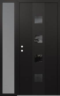 DIAMOND A12 48" X 80" BLACK/BLACK MIRRORED GLASS PANEL BLACK RHI WITH SIDELITE FROSTED GLASS