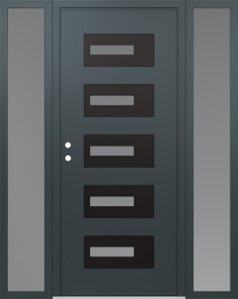 Diamond D6 68" x 80" anthracite/anthracite frosted Glass Panel black RHI with 2 Sidelites frosted Glass