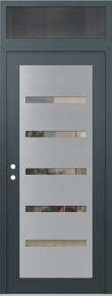 Diamond C7 36" x 96" anthracite/anthracite clear Glass Panel stainless steel RHI with Transom mirrored Glass