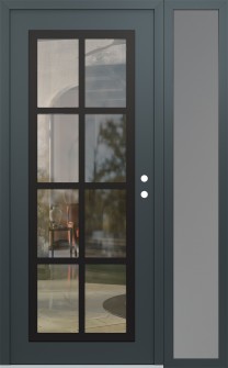 Diamond C16 52" x 80" anthracite/anthracite clear Glass Panel black LHI with Sidelite frosted Glass