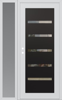 Diamond C7 48" x 80" white/white clear Glass Panel black RHI with Sidelite frosted Glass