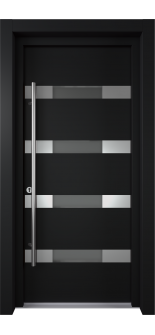 MODERN FRONT STEEL DOOR AURA BLACK/WHITE 37 7/16" X 81 11/16" RHI + HARDWARE