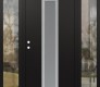 Modern Steel Front Door DIAMOND A11 64" X 80" BLACK/WHITE FROSTED GLASS PANEL STAINLESS STEEL RHI WITH 2 SIDELITES CLEAR GLASS