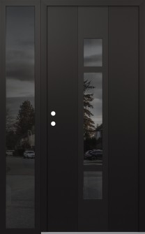 DIAMOND A9 52" X 80" BLACK/BLACK MIRRORED GLASS PANEL BLACK RHI WITH SIDELITE MIRRORED GLASS