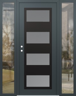 Diamond C2 60" x 80" anthracite/anthracite frosted Glass Panel black RHI with 2 Sidelites clear Glass