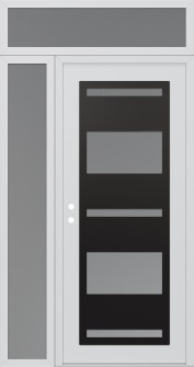 Diamond C10 50" x 96" white/white frosted Glass Panel black RHI with Sidelite and Transom frosted Glass