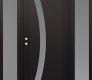 Modern Steel Front Door Diamond C4 68" x 80" black/white frosted Glass Panel black RHI with 2 Sidelites frosted Glass