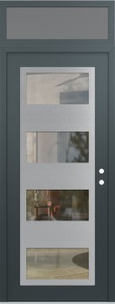 Diamond C2 36" x 96" anthracite/anthracite clear Glass Panel stainless steel LHI with Transom frosted Glass