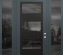 Modern Steel Front Door Diamond C2 60" x 96" anthracite/anthracite mirrored Glass Panel black LHI with 2 Sidelites and Transom mirrored Glass