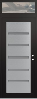 Diamond C7 36" x 96" black/white frosted Glass Panel stainless steel LHI with Transom clear Glass