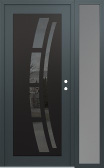 Diamond C12 50" x 80" anthracite/anthracite mirrored Glass Panel black LHI with Sidelite frosted Glass