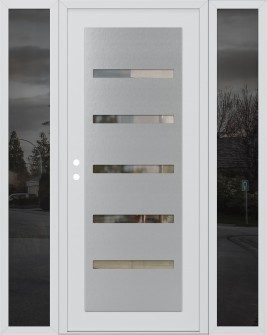 Diamond C7 64" x 80" white/white clear Glass Panel stainless steel RHI with 2 Sidelites mirrored Glass