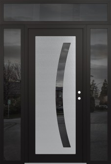 Diamond C4 68" x 96" black/black mirrored Glass Panel stainless steel LHI with 2 Sidelites and Transom mirrored Glass