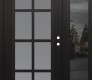 Modern Steel Front Door Diamond C16 52" x 80" black/white frosted Glass Panel black LHI with Sidelite mirrored Glass