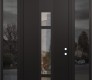 Modern Steel Front Door DIAMOND A9 68" X 96" BLACK/BLACK CLEAR GLASS PANEL BLACK LHI WITH 2 SIDELITES AND TRANSOM MIRRORED GLASS