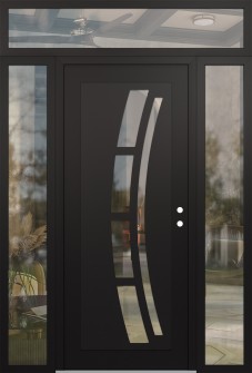 Diamond C12 60" x 96" black/black clear Glass Panel black LHI with 2 Sidelites and Transom clear Glass