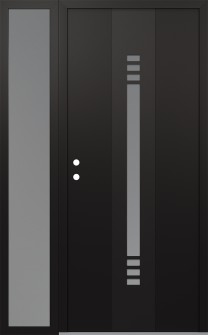 DIAMOND A5 52" X 80" BLACK/WHITE FROSTED GLASS PANEL BLACK RHI WITH SIDELITE FROSTED GLASS