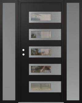 Diamond D3 64" x 80" black/black clear Glass Panel stainless steel RHI with 2 Sidelites frosted Glass