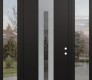 DIAMOND A2 64" X 96" BLACK/BLACK MIRRORED GLASS PANEL STAINLESS STEEL RHI WITH 2 SIDELITES AND TRANSOM CLEAR GLASS
