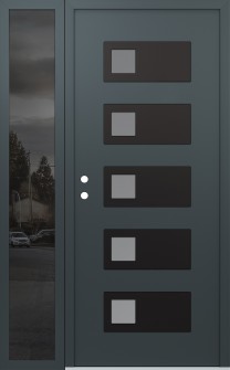 Diamond D2 48" x 80" anthracite/anthracite frosted Glass Panel black RHI with Sidelite mirrored Glass