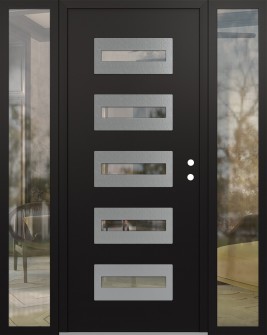 Diamond D4 64" x 80" black/black clear Glass Panel stainless steel LHI with 2 Sidelites clear Glass
