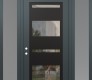 Modern Steel Front Door Diamond C10 68" x 96" anthracite/anthracite clear Glass Panel black RHI with 2 Sidelites and Transom frosted Glass