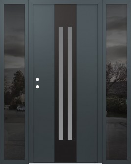 DIAMOND A8 68" X 80" ANTHRACITE/ANTHRACITE FROSTED GLASS PANEL BLACK RHI WITH 2 SIDELITES MIRRORED GLASS