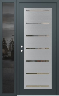 Diamond C11 50" x 80" anthracite/anthracite clear Glass Panel stainless steel RHI with Sidelite mirrored Glass