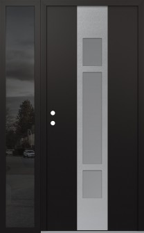 DIAMOND A9 50" X 80" BLACK/WHITE FROSTED GLASS PANEL STAINLESS STEEL RHI WITH SIDELITE MIRRORED GLASS
