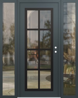 Diamond C16 60" x 80" anthracite/anthracite clear Glass Panel black LHI with 2 Sidelites clear Glass