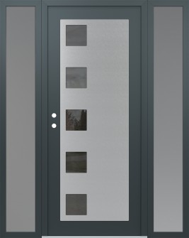 Diamond C5 60" x 80" anthracite/anthracite mirrored Glass Panel stainless steel RHI with 2 Sidelites frosted Glass