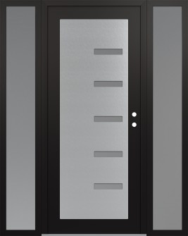 Diamond C8 64" x 80" black/white frosted Glass Panel stainless steel LHI with 2 Sidelites frosted Glass