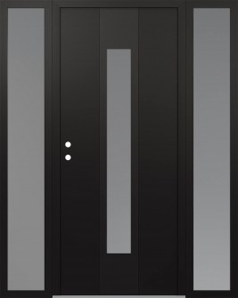 DIAMOND A1 68" X 80" BLACK/WHITE FROSTED GLASS PANEL BLACK RHI WITH 2 SIDELITES FROSTED GLASS