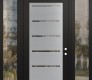 Modern Steel Front Door Diamond C11 68" x 96" black/black clear Glass Panel stainless steel LHI with 2 Sidelites and Transom clear Glass
