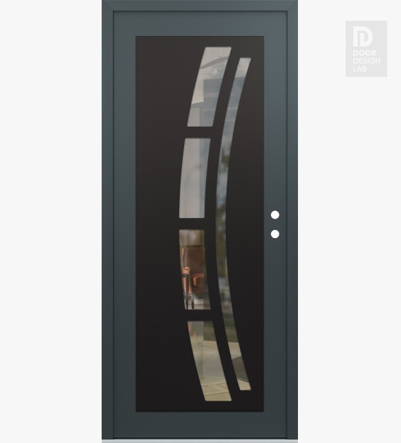 Modern Steel Front Door Diamond C12 36" x 80" anthracite/anthracite clear Glass Panel black LHI