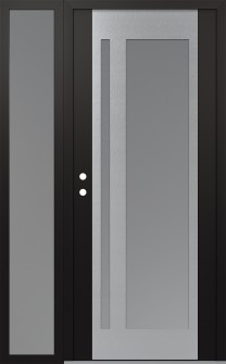 Diamond C15 48" x 80" black/white frosted Glass Panel stainless steel RHI with Sidelite frosted Glass