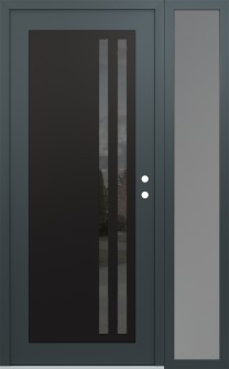 Diamond C6 48" x 80" anthracite/anthracite mirrored Glass Panel black LHI with Sidelite frosted Glass