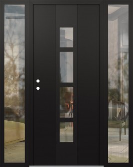 DIAMOND A10 60" X 80" BLACK/BLACK CLEAR GLASS PANEL BLACK RHI WITH 2 SIDELITES CLEAR GLASS
