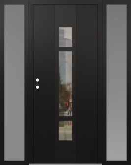 DIAMOND A9 60" X 80" BLACK/BLACK CLEAR GLASS PANEL BLACK RHI WITH 2 SIDELITES FROSTED GLASS