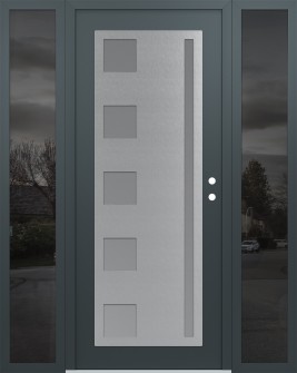 Diamond C3 64" x 80" anthracite/anthracite frosted Glass Panel stainless steel LHI with 2 Sidelites mirrored Glass