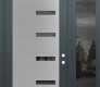 Modern Steel Front Door Diamond C8 48" x 96" anthracite/anthracite mirrored Glass Panel stainless steel LHI with Sidelite and Transom mirrored Glass