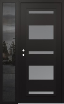 Diamond C10 52" x 80" black/white frosted Glass Panel black RHI with Sidelite mirrored Glass