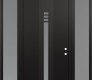 Modern Steel Front Door DIAMOND A5 68" X 96" BLACK/WHITE FROSTED GLASS PANEL BLACK LHI WITH 2 SIDELITES AND TRANSOM FROSTED GLASS