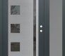 Modern Steel Front Door Diamond C3 48" x 80" anthracite/anthracite mirrored Glass Panel stainless steel LHI with Sidelite frosted Glass