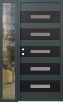 Diamond D9 48" x 80" anthracite/anthracite frosted Glass Panel black RHI with Sidelite clear Glass