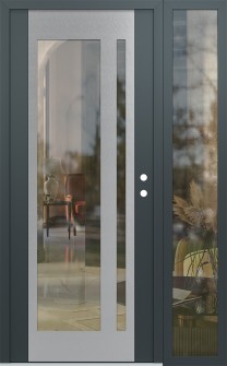 Diamond C15 52" x 80" anthracite/anthracite clear Glass Panel stainless steel LHI with Sidelite clear Glass