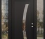 Modern Steel Front Door Diamond C4 64" x 96" black/black clear Glass Panel black LHI with 2 Sidelites and Transom clear Glass